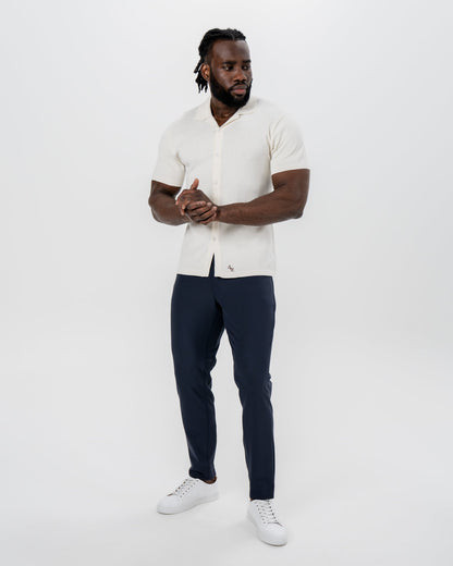Textured Knit Short Sleeve Button Down - Tan | State & Liberty Tops