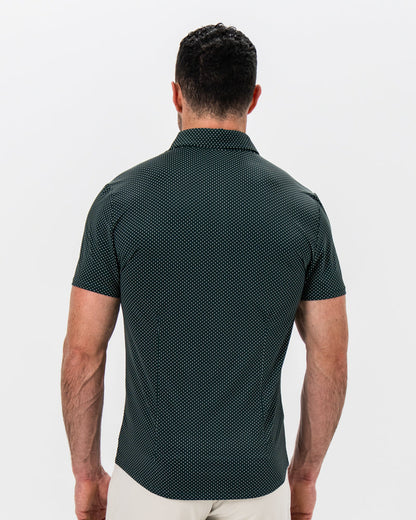 "The Palm" Green with White Mini Dot Print | State & Liberty Tops