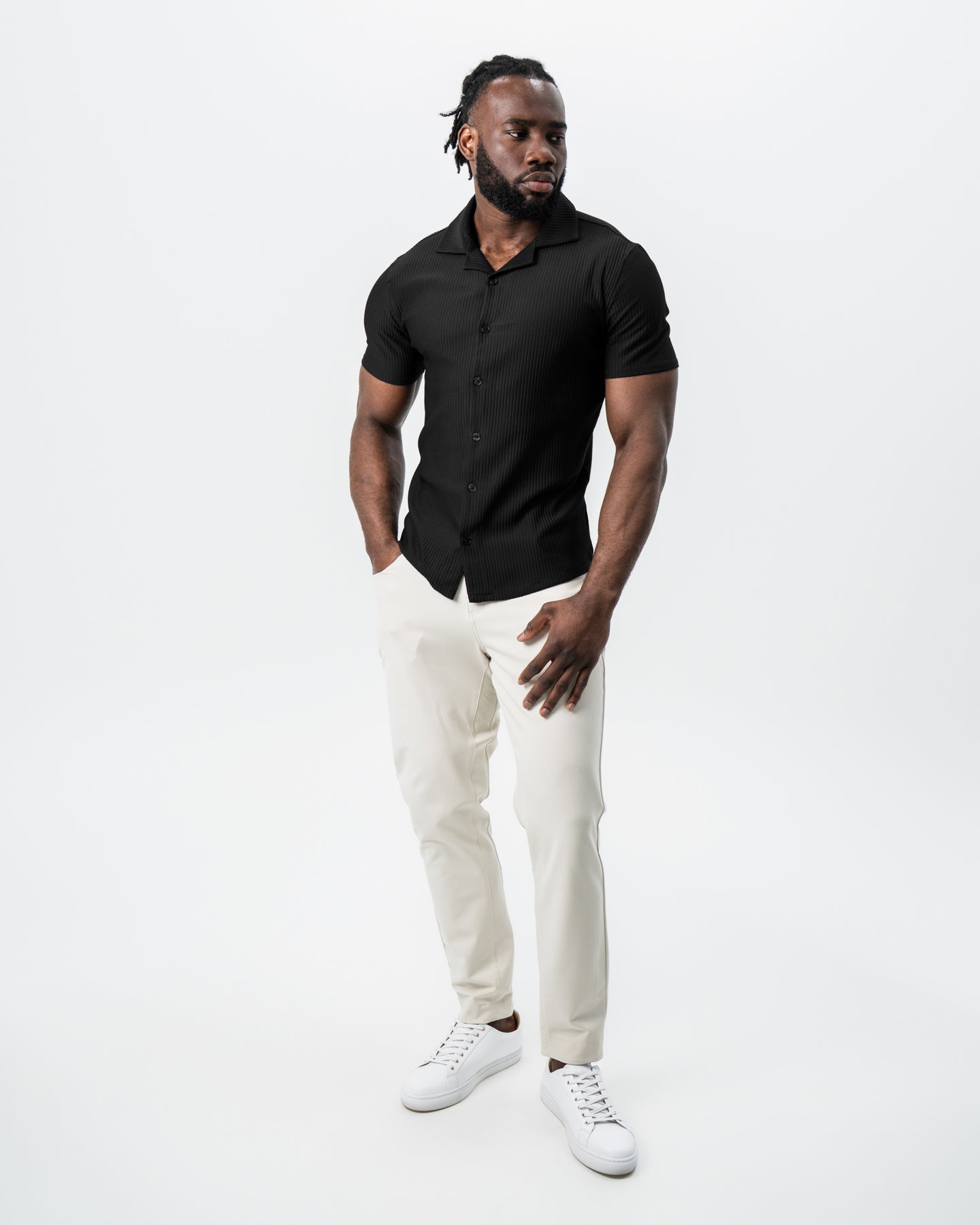 Seersucker Short Sleeve Button Down - Black | State & Liberty Tops