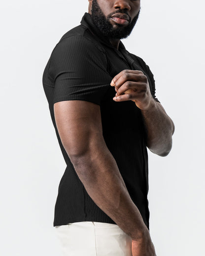 Seersucker Short Sleeve Button Down - Black | State & Liberty Tops