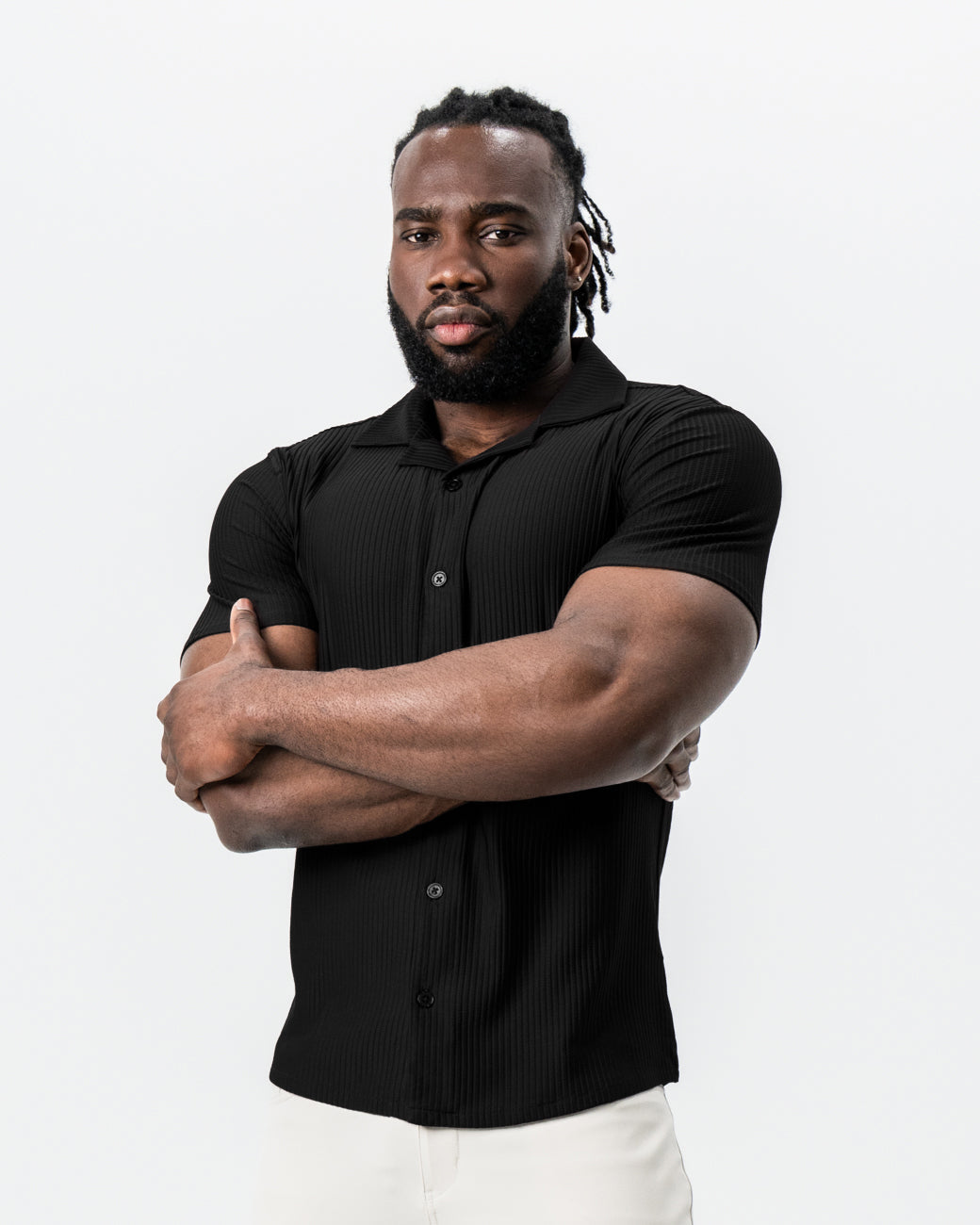 Seersucker Short Sleeve Button Down - Black | State & Liberty Tops