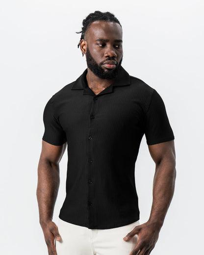 Seersucker Short Sleeve Button Down - Black | State & Liberty Tops