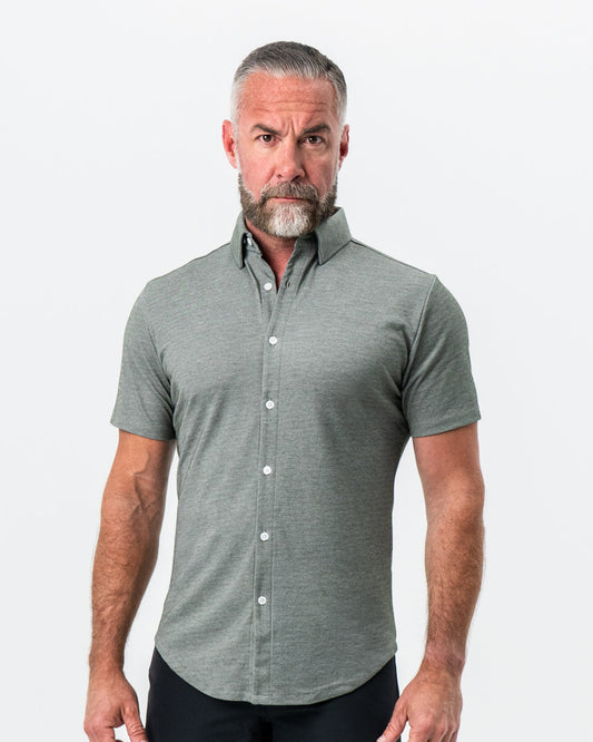 "The Armstrong" Olive Pique Short Sleeve Button Down | State & Liberty Tops