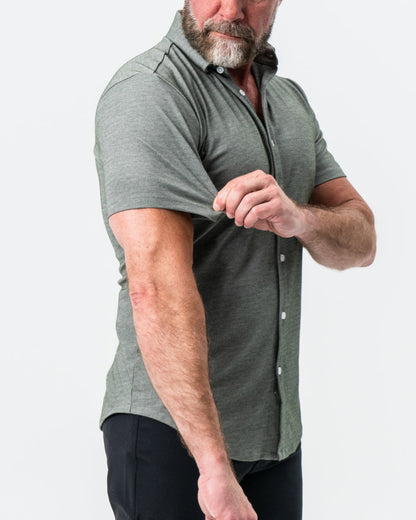 "The Armstrong" Olive Pique Short Sleeve Button Down | State & Liberty Tops