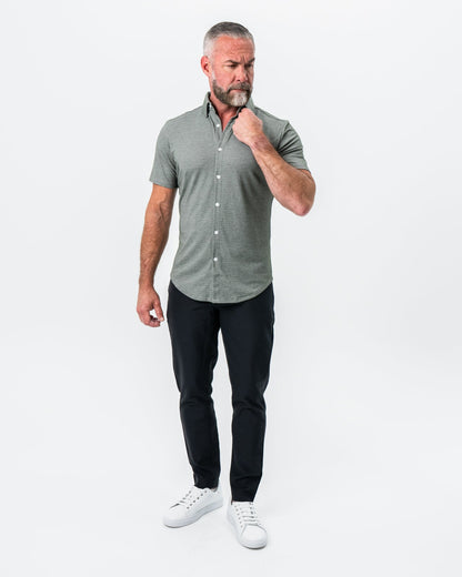 "The Armstrong" Olive Pique Short Sleeve Button Down | State & Liberty Tops