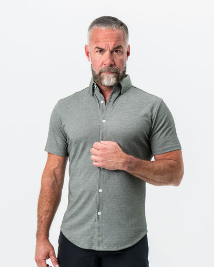 "The Armstrong" Olive Pique Short Sleeve Button Down | State & Liberty Tops