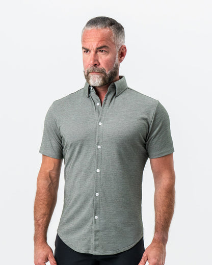 "The Armstrong" Olive Pique Short Sleeve Button Down | State & Liberty Tops