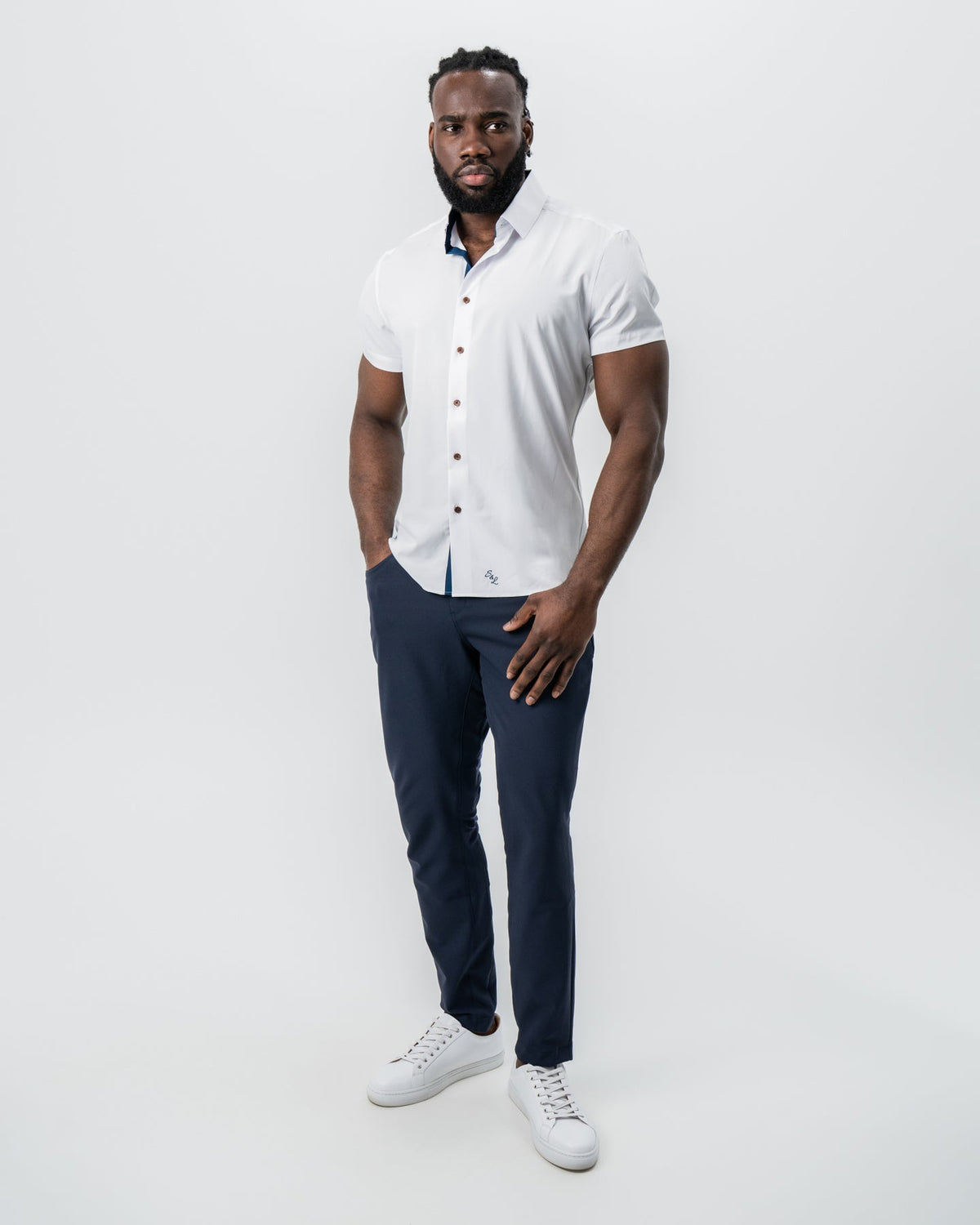 "The Hampton" White with Navy Accents | State & Liberty Tops