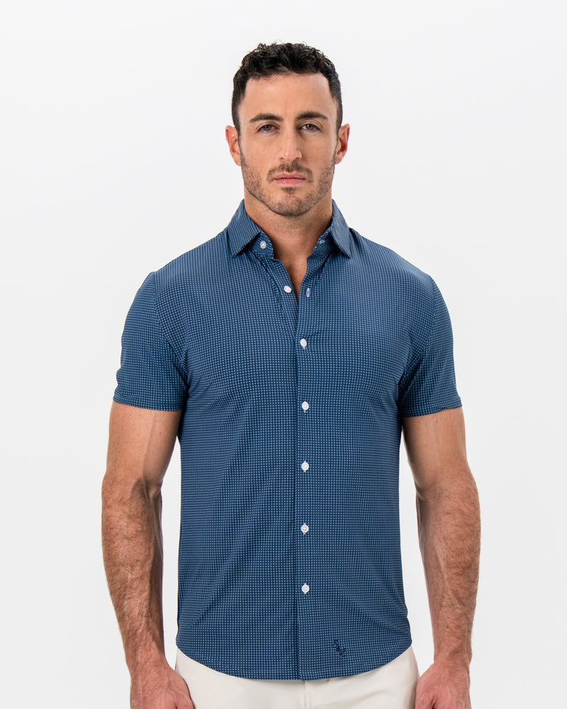 "The Zingerman" Navy With White Geo Squares | State & Liberty Tops