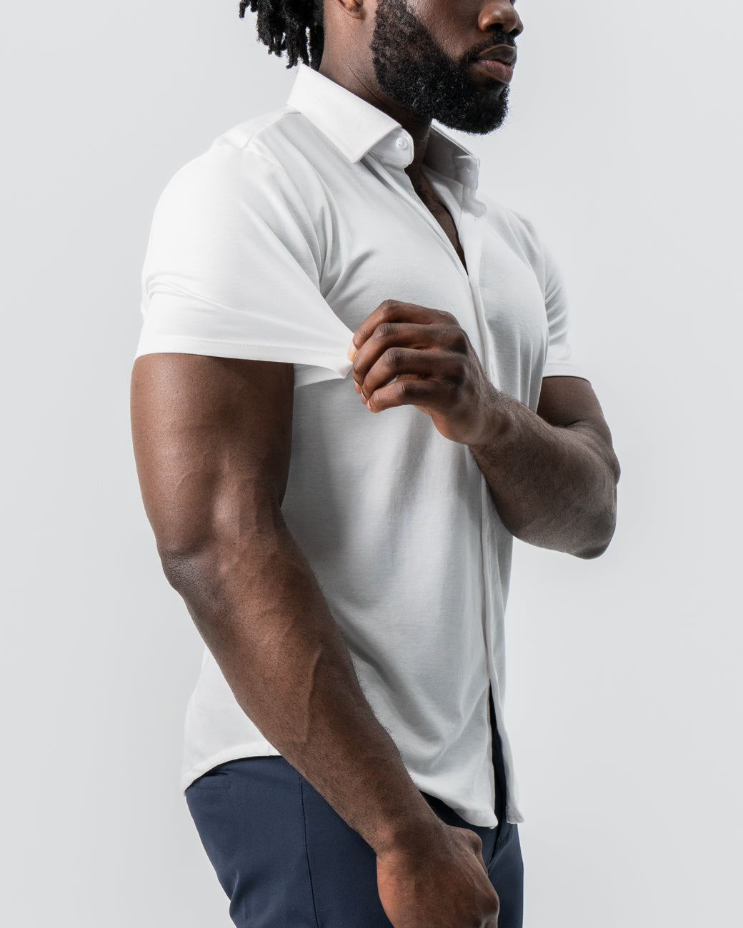"The Kendric" White Pique Short Sleeve Button Down | State & Liberty Tops