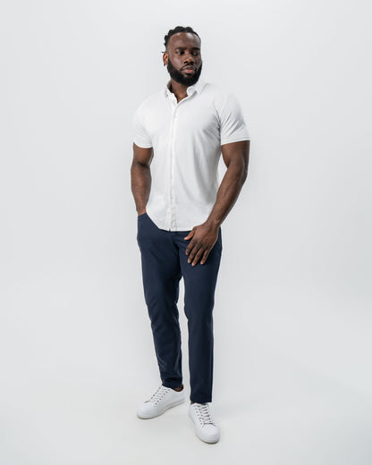 "The Kendric" White Pique Short Sleeve Button Down | State & Liberty Tops