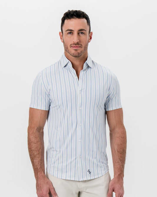 "The Riptide" Light Blue Coastal Stripe | State & Liberty Tops