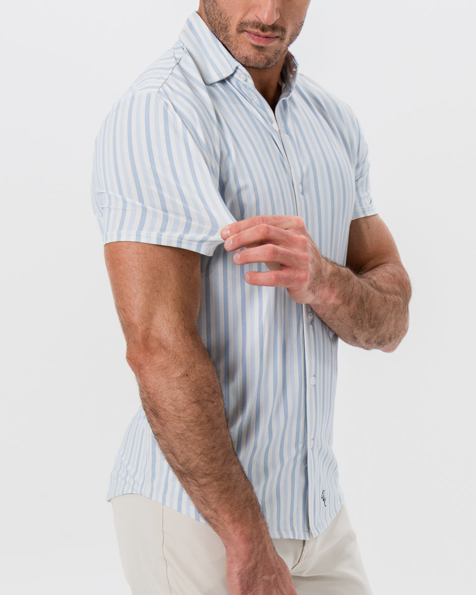 "The Riptide" Light Blue Coastal Stripe | State & Liberty Tops