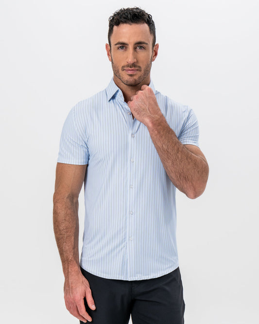 "The Landry" Light Blue Micro Pinstripe | State & Liberty Tops
