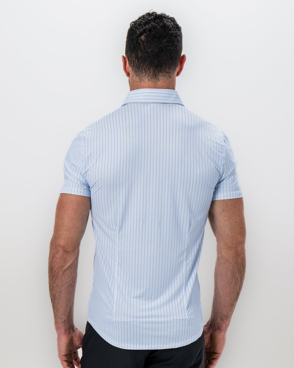 "The Landry" Light Blue Micro Pinstripe | State & Liberty Tops