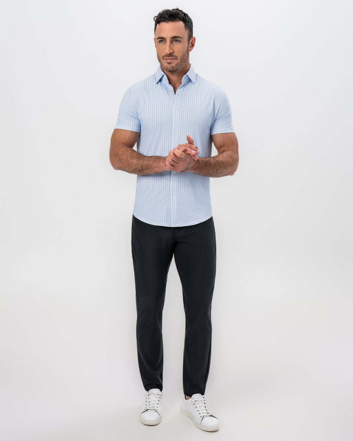 "The Landry" Light Blue Micro Pinstripe | State & Liberty Tops