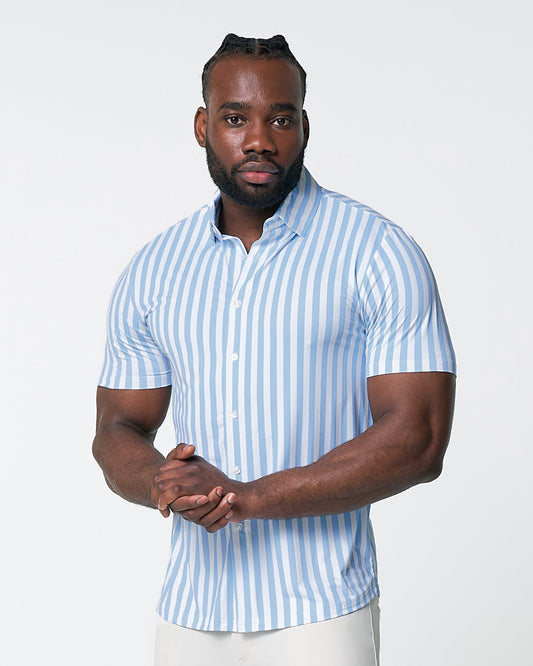"The Greyson" Light Blue & White Striped | State & Liberty Tops