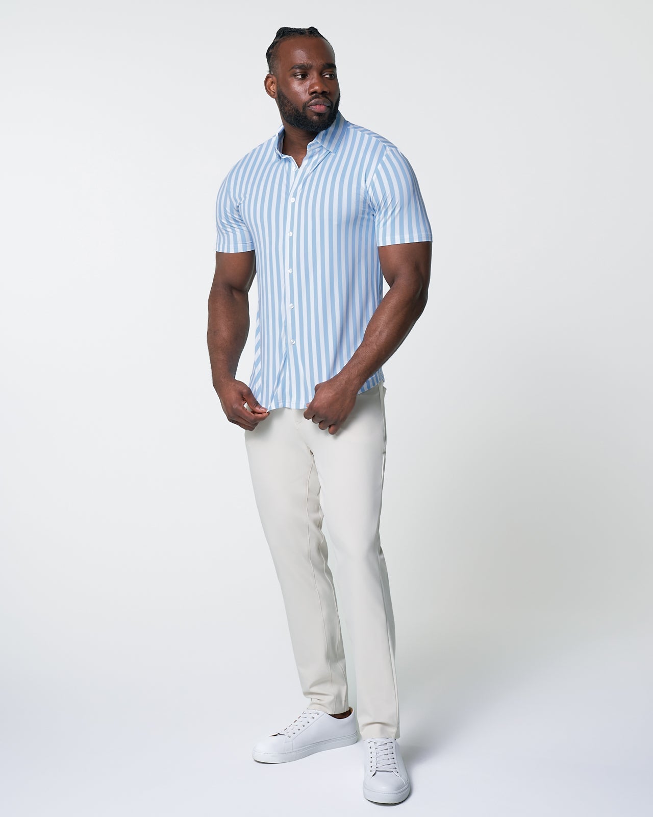 "The Greyson" Light Blue & White Striped | State & Liberty Tops