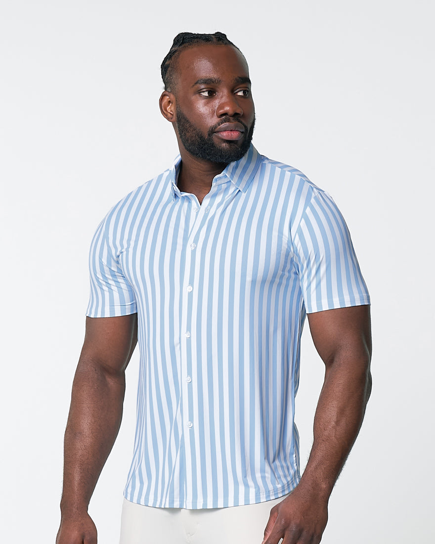 "The Greyson" Light Blue & White Striped | State & Liberty Tops