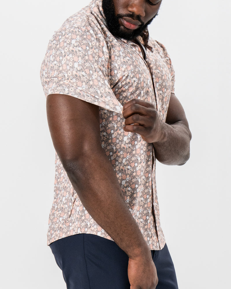 "The Westbury" Abstract Brown Floral Print | State & Liberty Tops