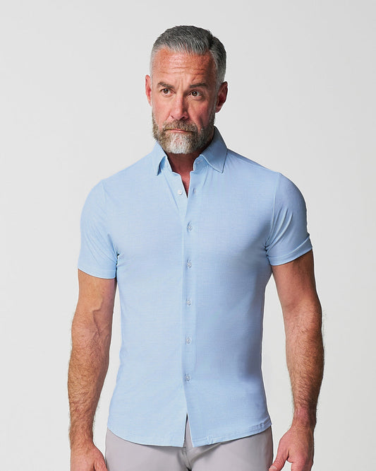 "The Rowan" Light Blue Printed Linen | State & Liberty Tops