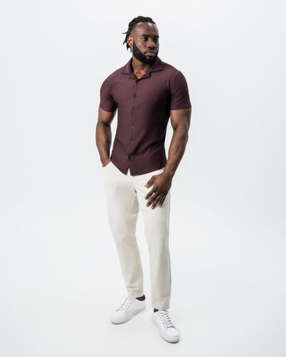 Seersucker Short Sleeve Button Down - Plum | State & Liberty Tops