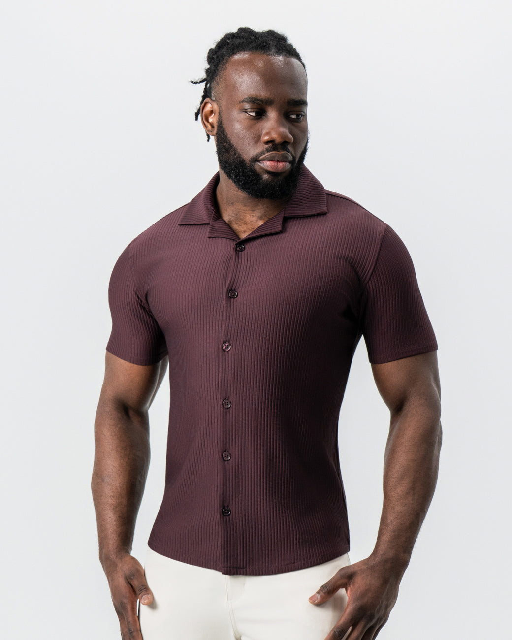 Seersucker Short Sleeve Button Down - Plum | State & Liberty Tops