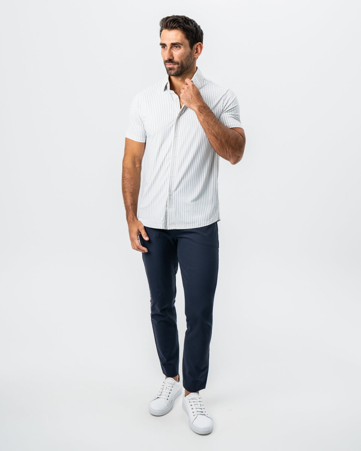 "The Anchor" Light Grey Bengal Stripe | State & Liberty Tops