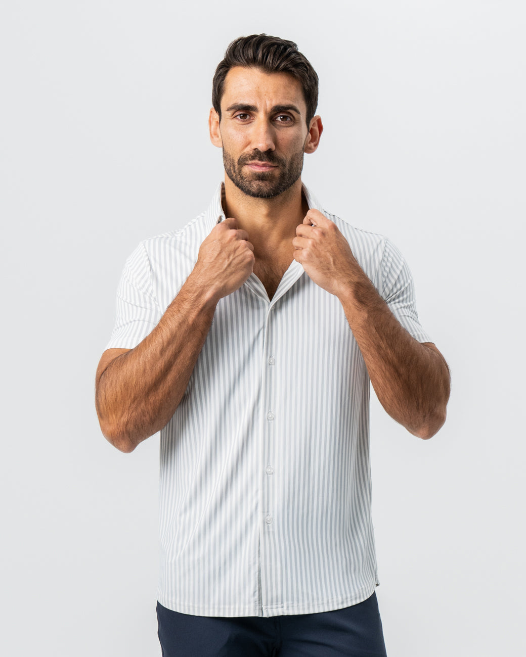 "The Anchor" Light Grey Bengal Stripe | State & Liberty Tops