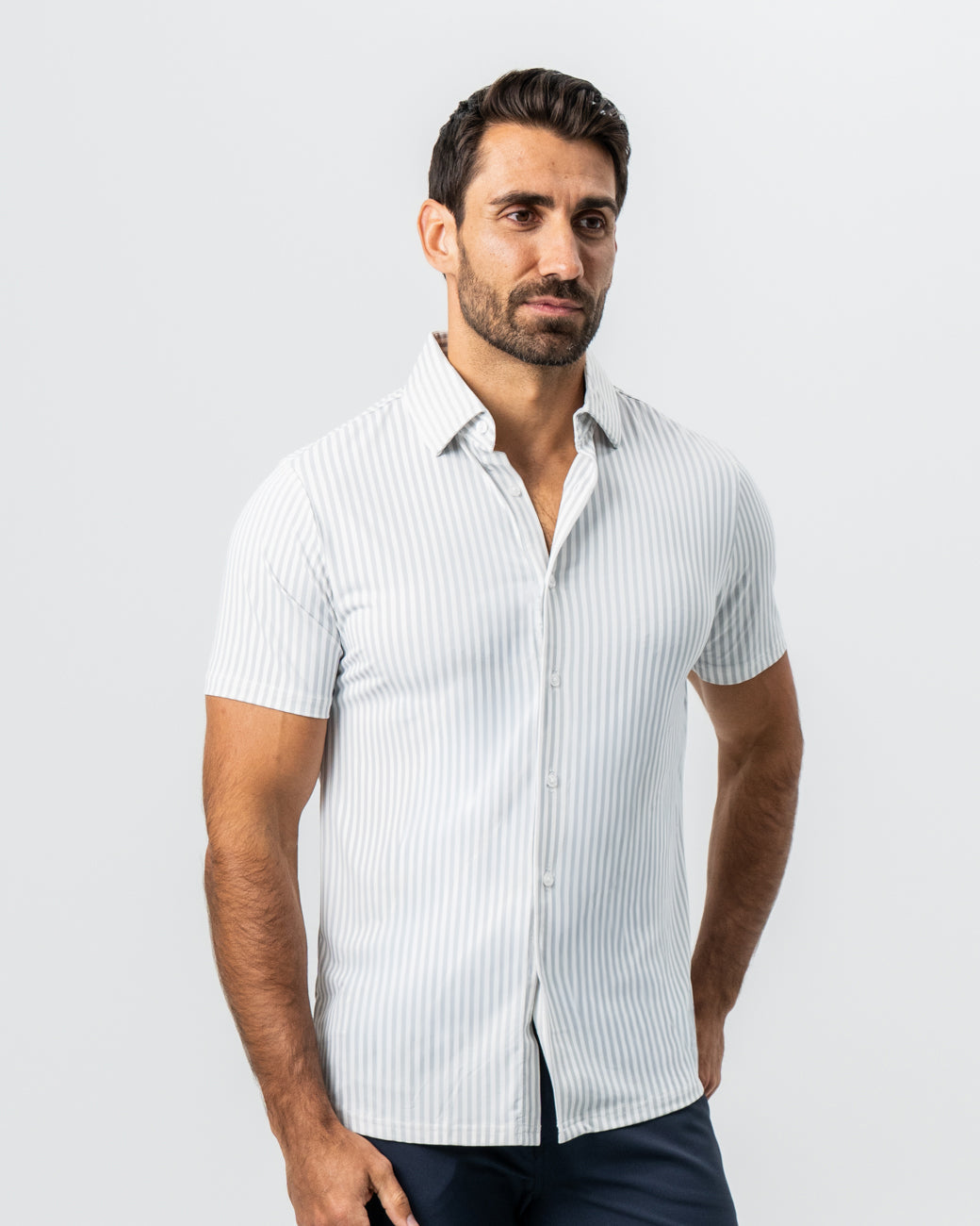 "The Anchor" Light Grey Bengal Stripe | State & Liberty Tops