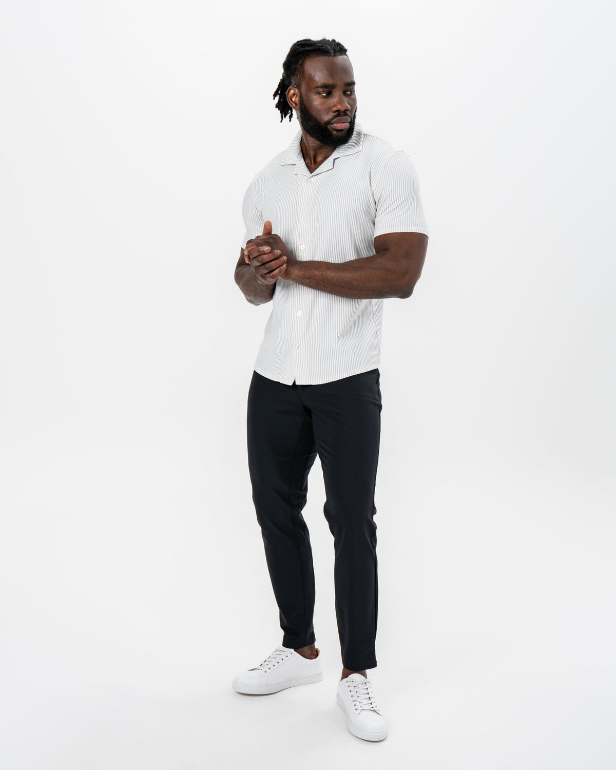 Seersucker Short Sleeve Button Down - Grey | State & Liberty Tops