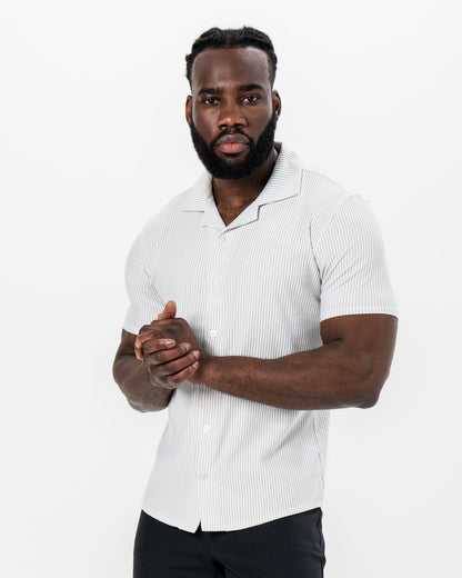 Seersucker Short Sleeve Button Down - Grey | State & Liberty Tops