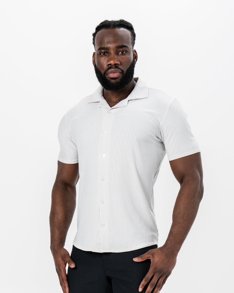 Seersucker Short Sleeve Button Down - Grey | State & Liberty Tops