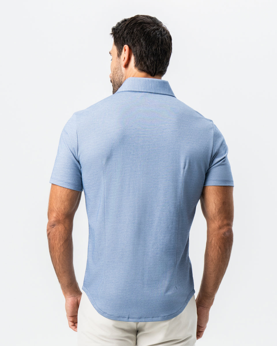 "The Capri" Sky Blue Pique Short Sleeve Button Down | State & Liberty Tops