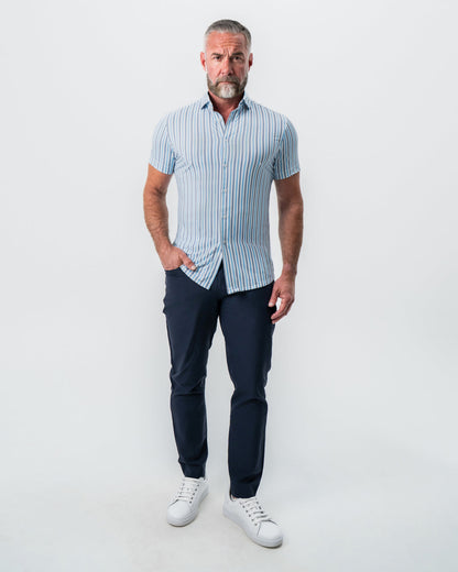"The Vito" Blue, Navy, and White Striped | State & Liberty Tops