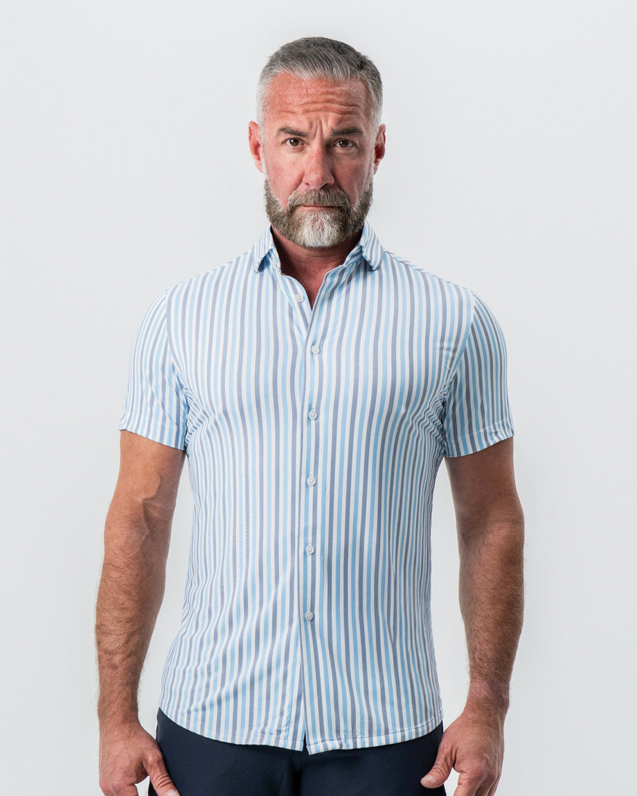 "The Vito" Blue, Navy, and White Striped | State & Liberty Tops