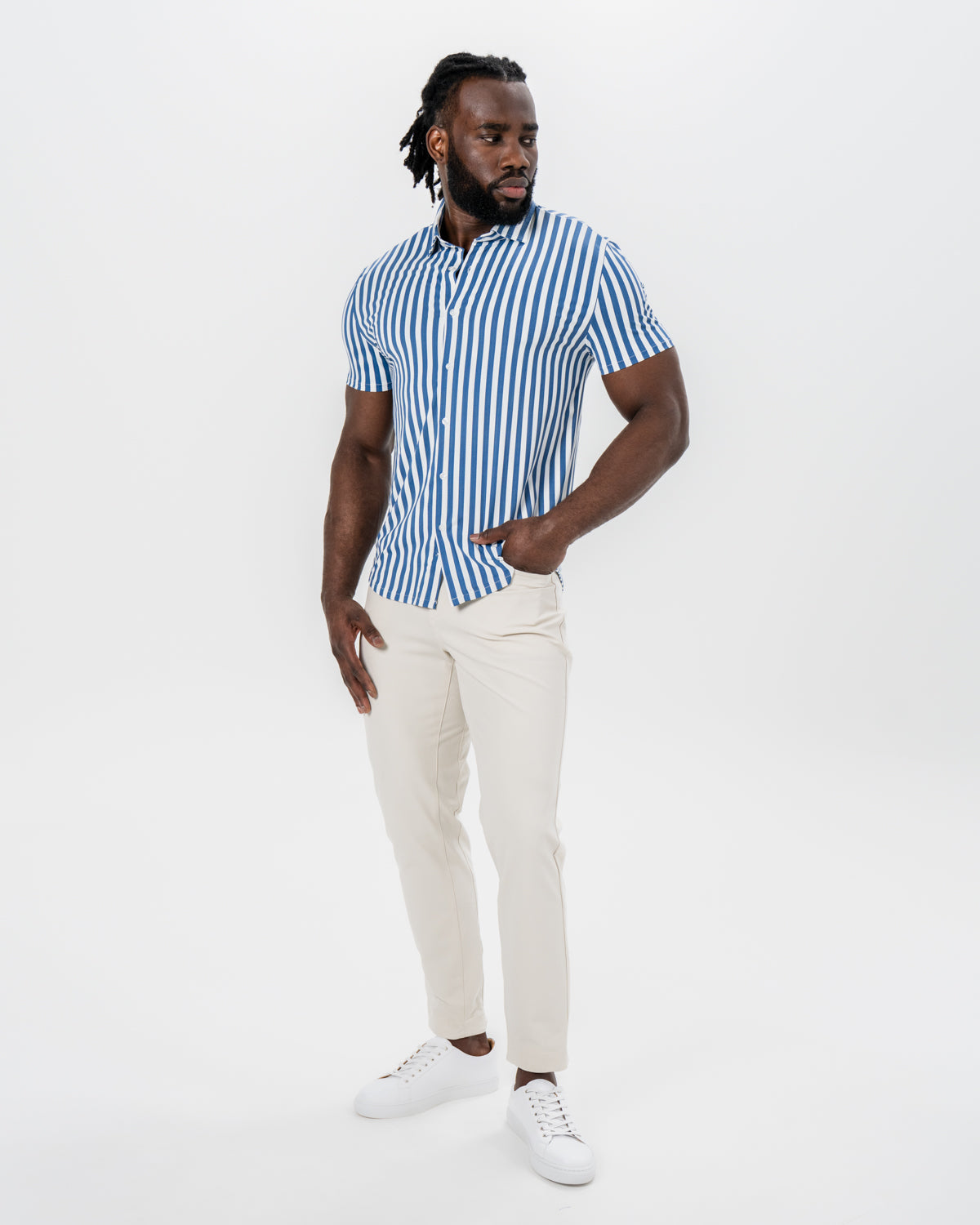 "The Bay" Navy & White Bengal Stripe | State & Liberty Tops