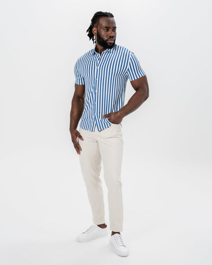 "The Bay" Navy & White Bengal Stripe | State & Liberty Tops