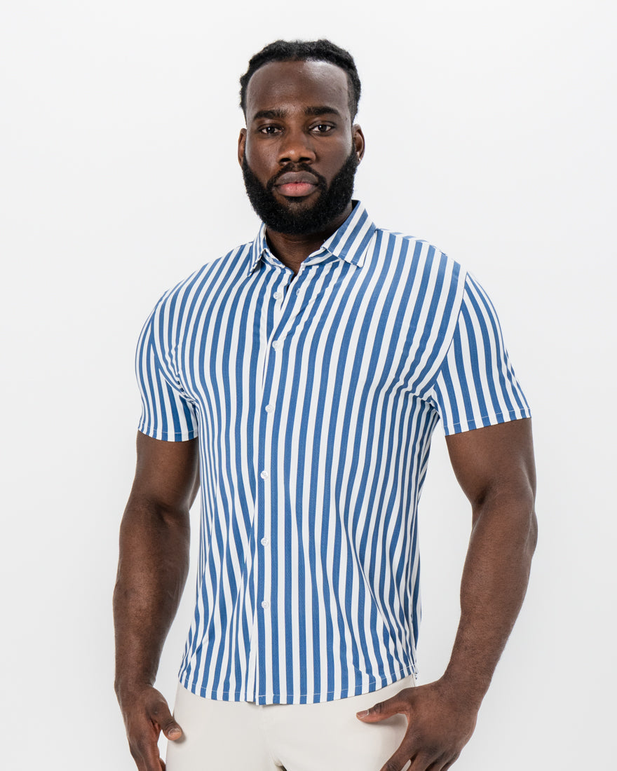 "The Bay" Navy & White Bengal Stripe | State & Liberty Tops