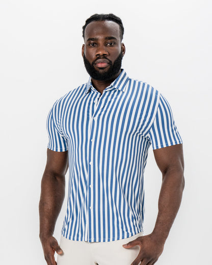 "The Bay" Navy & White Bengal Stripe | State & Liberty Tops