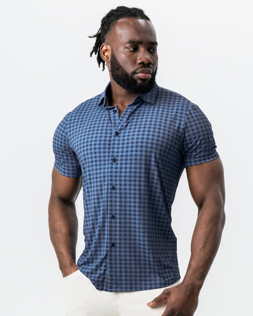 "The Petoskey" Navy & Blue Big Gingham | State & Liberty Tops