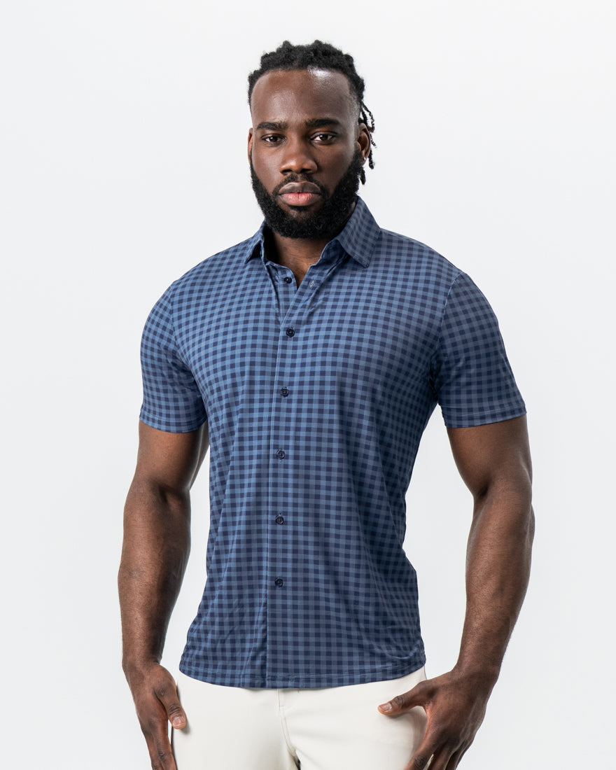 "The Petoskey" Navy & Blue Big Gingham | State & Liberty Tops