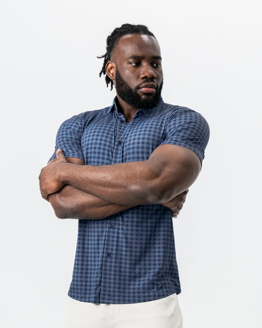 "The Petoskey" Navy & Blue Big Gingham | State & Liberty Tops