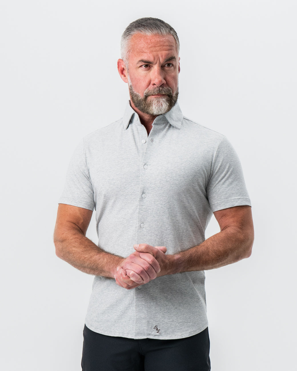 "The Baldwin" Grey Short Sleeve Button Down | State & Liberty Tops