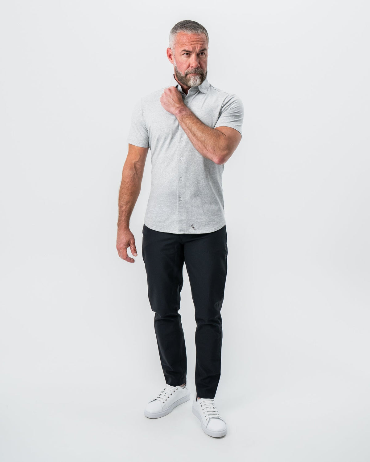 "The Baldwin" Grey Short Sleeve Button Down | State & Liberty Tops