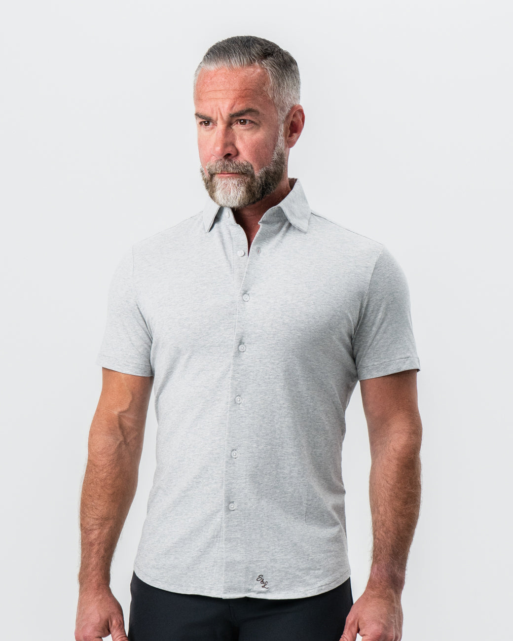 "The Baldwin" Grey Short Sleeve Button Down | State & Liberty Tops