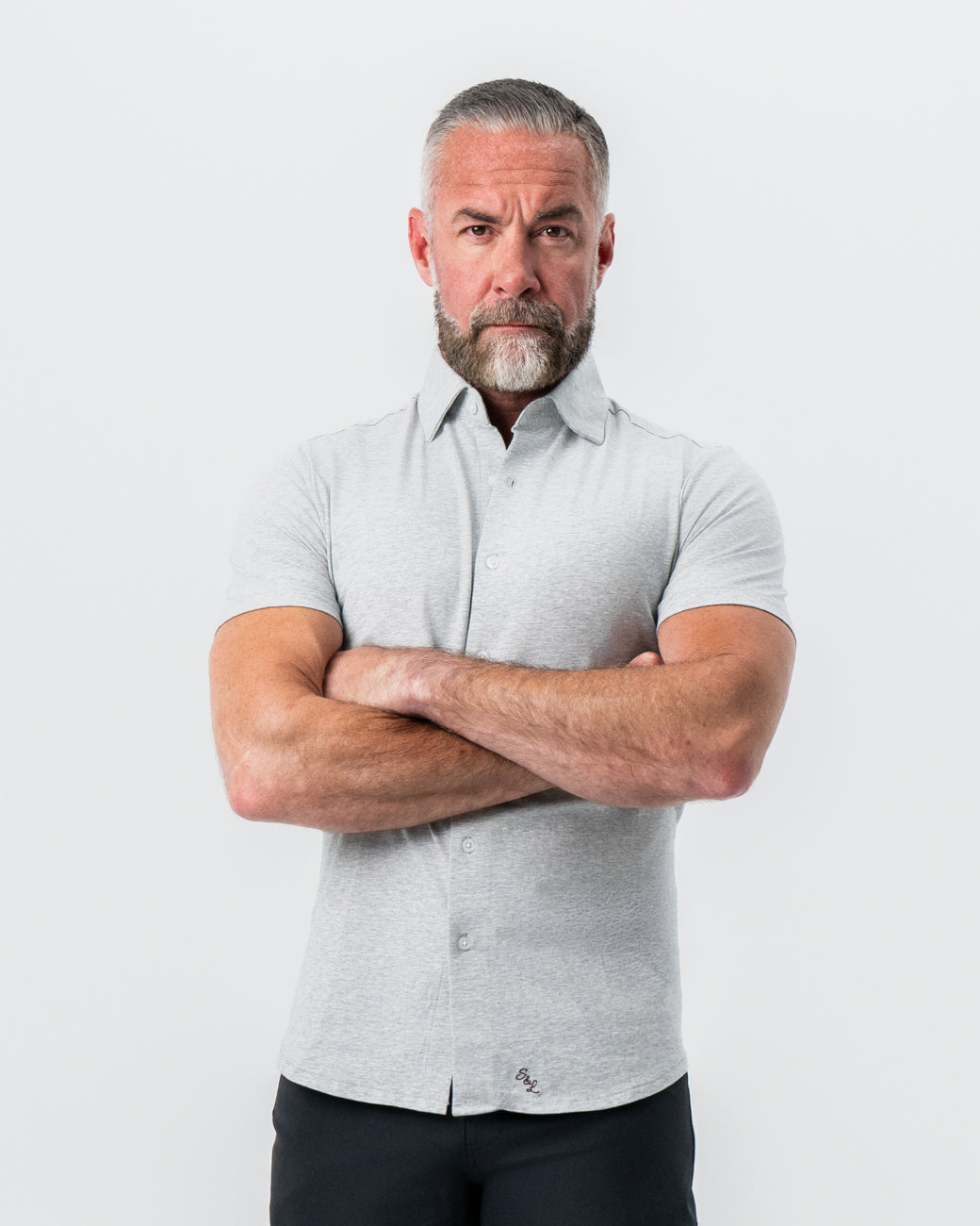 "The Baldwin" Grey Short Sleeve Button Down | State & Liberty Tops