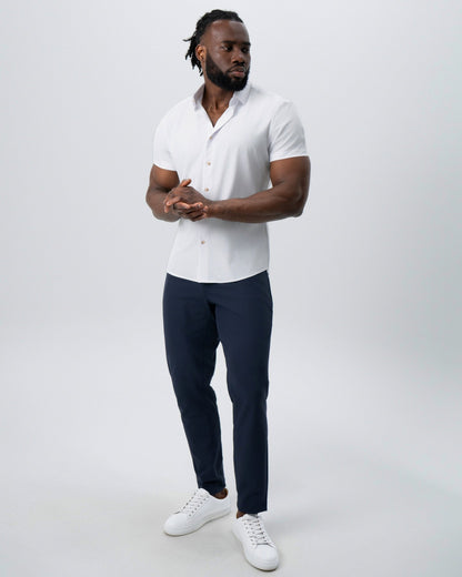 "The Marco" Solid White with Tortoise Shell Buttons | State & Liberty Tops
