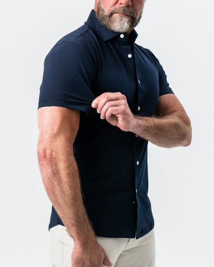 "The Hawkins" Navy Short Sleeve Button Down | State & Liberty Tops