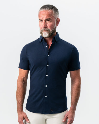 "The Hawkins" Navy Short Sleeve Button Down | State & Liberty Tops